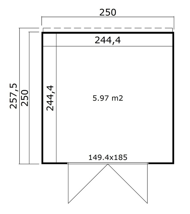 Förråd Felix 2 250 x 250 cm 5,97 m² Lasita Maja